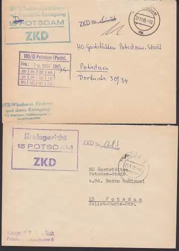 Potsdam 2 R-ZKD-Stempel dabei VEB W?scherei, F?rberei in blau, Kreisgericht