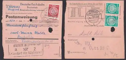 Lalendorf (Kr. G?strow) PA mit 10(2) und 40 Pfg. frankiert nach Naustrelitz, Deutsche Reichsbahn 29.7.59