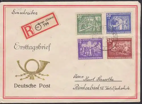 Berga (Elster) auf neutralem R-FDC (303/62) Nationales Aufbauprogramm