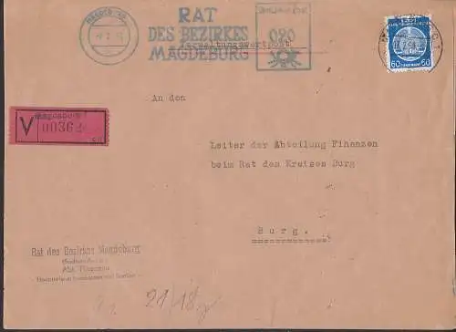 Magdeburg Verwaltungswertpost, AFS 7.2.55 und 60 Pfg. Dienstmarke Rat des Bezirkes, Blanko-V