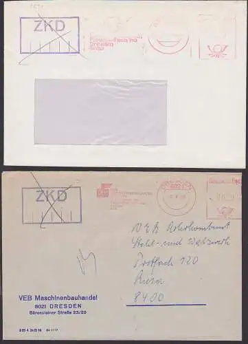 AFS Dresden zwei f?r den ZKD vorbereitete Brief mit der normalen Post , da billiger 1.6. bzw. 6.6.90