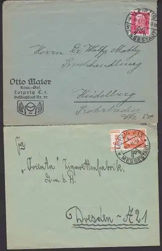 Perfin WSt. Leipzig MM Messestadt OM Otto Maier vom 30.3.30, und 12Pfg. Ebert Oberrand