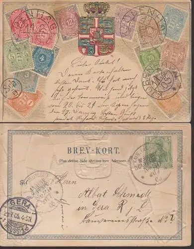Deutsche Marine Schiffspost Nr. 30 auf Pr?gekarte mit PWZ von Dänemark und Wappen 21.7.05