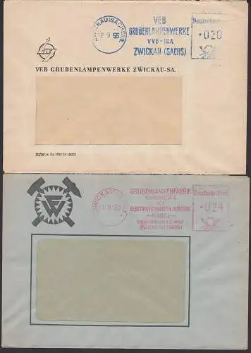 Zwickau VEB Grubenlampenwerke, 2 AFS in rot und blau 1950, 1955