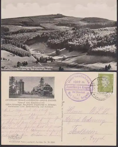 Auersberg Ak mit Zudruck Unterkunftshaus echte Photographie mit Bergwirt-Stempel