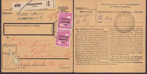 Rothenkirchen 489 Paketkarte mit 40 Pfg. SBZ senkr. Paar (193)