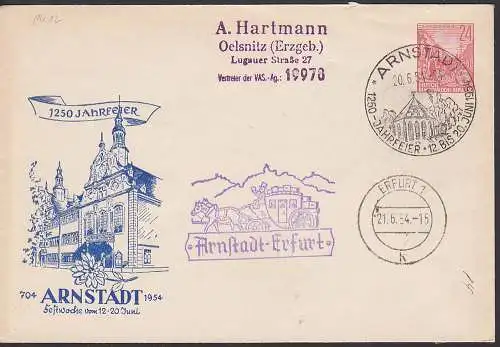 Arnstadt 20.6.54 GAU PU 12, 1250 Jahrfeier mit Sonderbef?rderung nach Erfurt