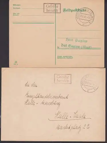 M?hlberg (Elbe) R2 Geb?hr bezahlt vom 17.9. bzw. 5.11.45