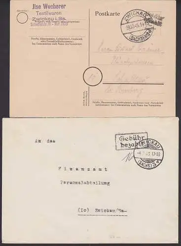 Zwickau 2, Zwickau 3, zwei Barfrankaturen 29.10., 4.2.46