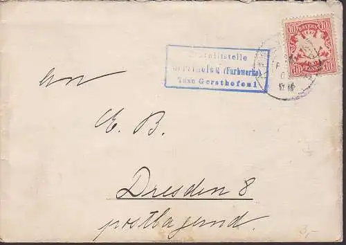 Taxe Gersthofen 1 R3 Posthilfsstelle Gershofen (Farbwerke) 16.2.1906