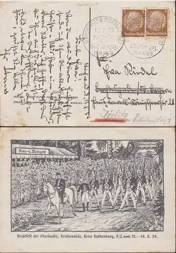 Reichwalde (Oberlausitz) SSt. 13.8.39 Heidefest auf Anlasskarte
