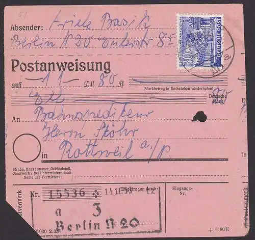 PA ?ber 11 DM aus Berlin N20 mit 30 Pfg. Kolonaden am Kleistpark (Berlin-West 51)