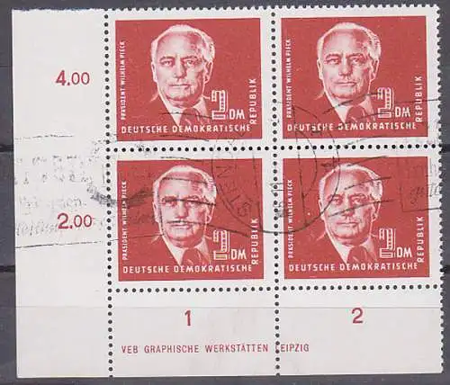 Wilhelm Pieck 2 DM im Verierblock mit Dv, gest. Handrollste. 6.11.56