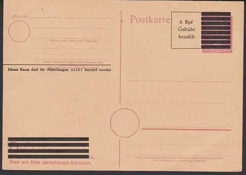 GA ungebraucht mit 6 Rpf Geb?hr bezahlt auf Hitler-GA - ? ? ?