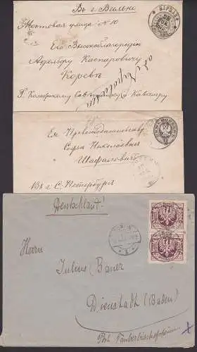 Torun Polen 26.8.23 Brief nach Dienstadt (Baden), 2 GA aus Warschau 1875