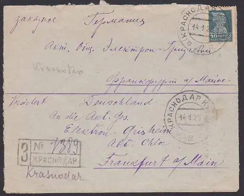 Krasnodar Russland R-Brief nach Frankfurt / Main 14.1.25