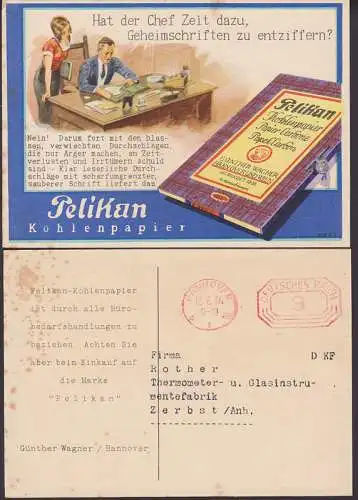 Hannover PFSt 12.6.36 Drs mit Werbung Pelikan Kohlepapier, Chef mit Sekretärin