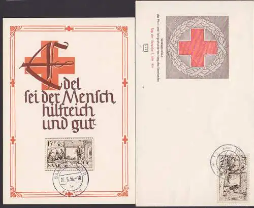 Rotes Kreuz Bf und Sonderkarte mit Zuschlagsmarke SSt. 7.5.56, Edel sei der Mensch 