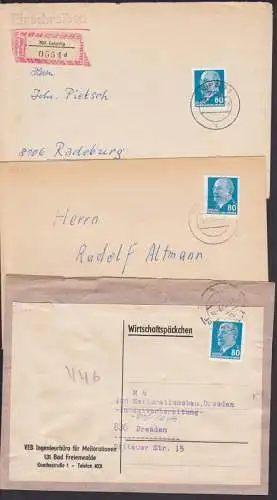 Wirtschaftspäckchen 21.12.73 mit 80 Pfg. Walter Ulbricht, sowie R-Bf (1331)