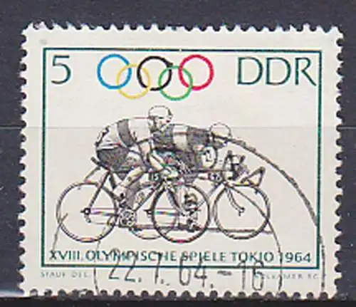 Biker Olympische Spiele Tokio 5 Pfg. mit Plattenfehler 1033I gest. (Kat **40,- gest. -.-)