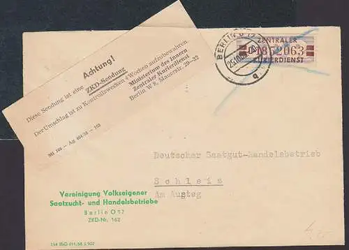 Berlin 29.10.58 ZKD-Brief B 21L mit Hinweiszettel zur Aufbewahrung Ag 464/58 - 168