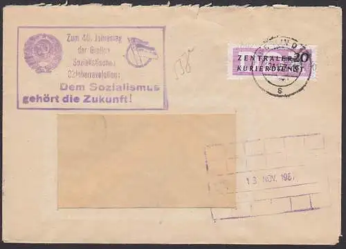 Propaganda R6 "Zum 40. Jahrestag der Gro0en Sozialistischen Oktoberrevolution" auf ZKD-Bf