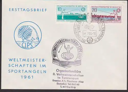 Angeln Weltmeisterschaften der CIPS 1961 in Dresden mit Cachet  vom  Orgbüro (841/42)