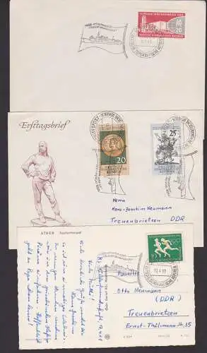 Schiffspost  der DDR MWSt. von FDGB-Urlauberschiff Völkerfreudschaft 3 Belege