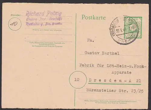 Radebeul SBZ GA 6 Pfg. Ostsachsen P8 Firmenbedarf 30.8.45