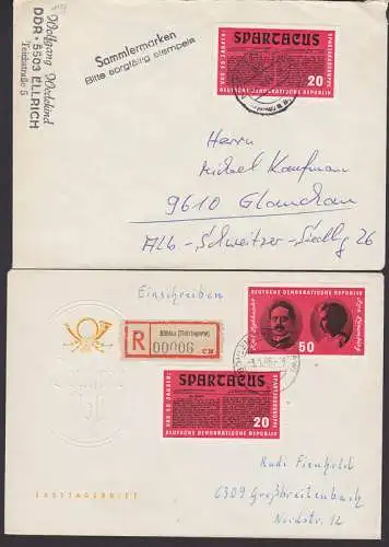 Rosa Luxemburg und Karl-Liebknecht Spartacus 2 Bfe dabei R-Brief (1154/55´) aus Block