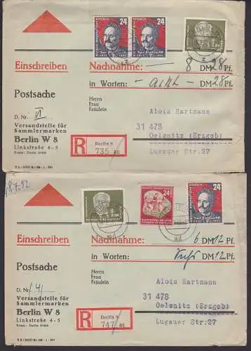 Karl Liebknecht und Wilhelm Pieck auf Nachnahme-R-Bf aus Berlin Postsache