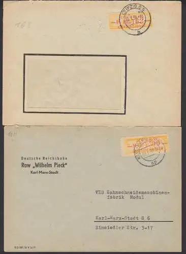 Leipzig Min. Schwermaschinenbau, Karl-Marx-Stadt, Ortsbrief mit B16 E, B16 H, Deutsche Reichsbahn