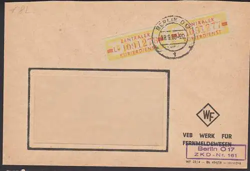 WF Fernmeldewesen Berlin Fernbrief mit B18L(2) nach Karl-Marx-Stadt, ZKD Nr. 161