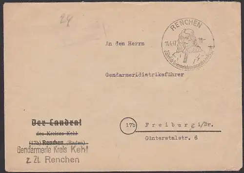 Renchen SSt. Grimmelhausenwoche 11.4.47, Abs. Gendarmerie Kreis Kehl