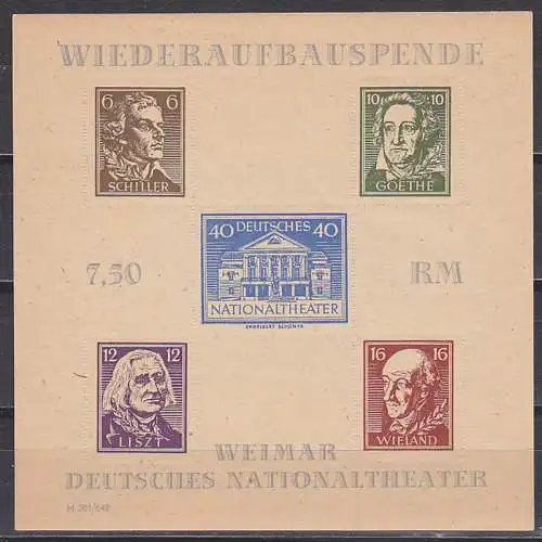 Weimar Deutsches Nationaltheater Block 3B **, Schiller, Goethe, Liszt, Wieland