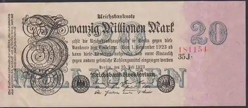 Reichsbanknote 20 Millionen Mark 25. Juli 23 Serie 35J Deutsches Reich Inflation