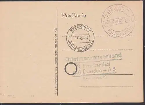 Spremberg (Niederlausitz) 7.1.46 -Gebühr bezahlt