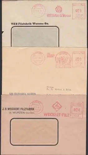 Wurzen Filzfabrik, einst Weickert-Filz 3 AFS zw. 1947 und 61, dabei Stadtansicht zum Jubiläum