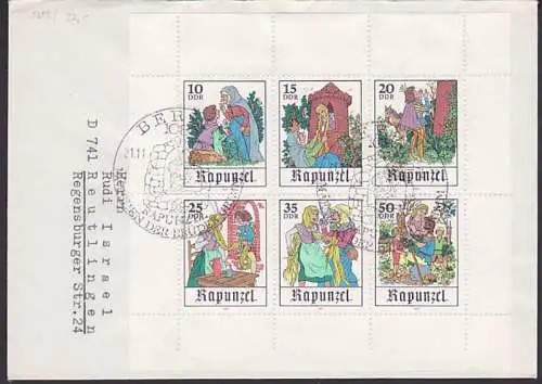 Rapunzel Märchen-Klbg mit SSt. Berlin 21.11.78 Gebrüder Grimm (2382/87), u. nicht durchgezähnt