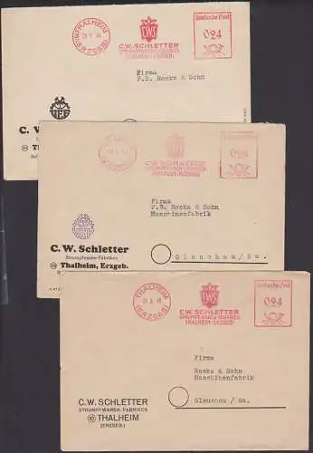 Thalheim (Erzgebirge) 3 AFS  zw. 1948  - 1950, dabei mit provisorischen VEB-Emblem, C. W. Schletter