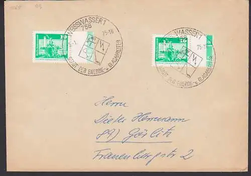 Weisswasser SSt. Stadt der Energie mit 10 Pfg. aus Bogen!! (1068 Bg) 9.1.75 (Kat. für Paar 120,-)