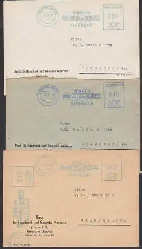 Meerane (Sachs) AFS Bank für Handwerk und Gewerke K.G.M.B.H. Bfe zu 10(2), 20 und 40 Pfg