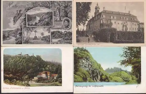 Lichtenwalde, Schloss, Mühle Harrasfelsen mit Harrassprung Lengend Theodor Körner, Sühnekreuz