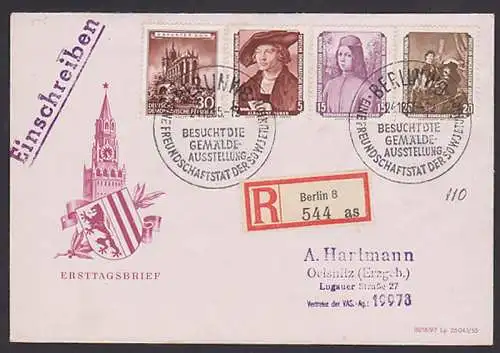 Erfurter Dom, Gemälde Dresden, R-Brief SSt. Berlin Besucht die Gemälde-Ausstellung  (506) portogerecht