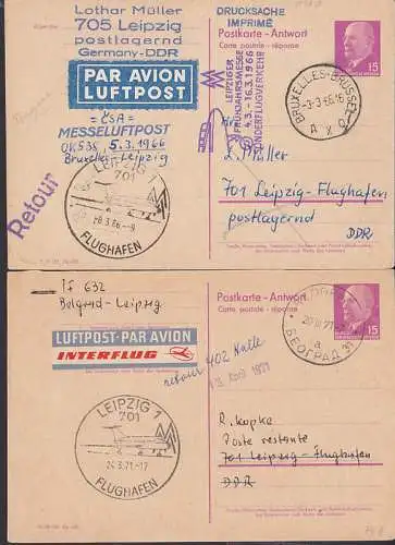 Leipzig Flughafen SSt. 8.3.66 bzw. 24.3.71 auf 15 Pf. GA W. Ulbricht (P64A)
