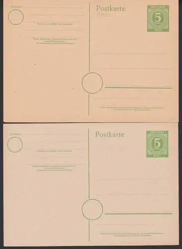 P950 5-Pf.-GA mit Plattenfehler "weißer Punkt in Ziffer" ungebraucht und Vergleich