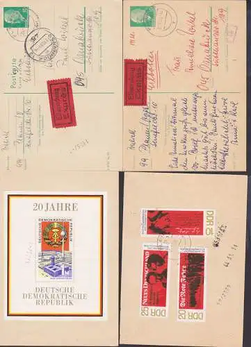 Berlin - Hauptstadt der DDR Block, Novemberrevolution 1918 je auf Eil-Kte rs. verklebt