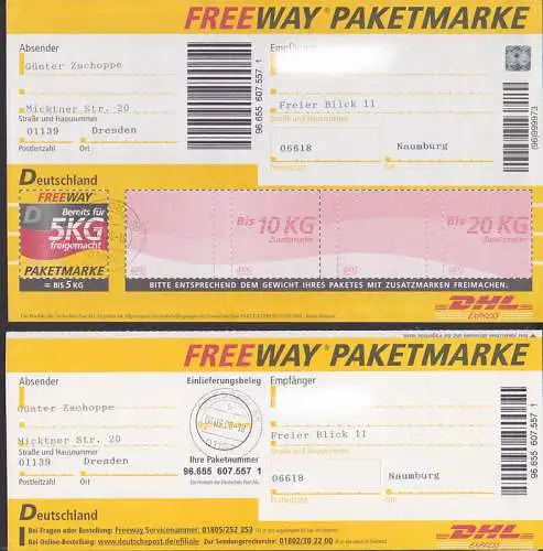 Paket-Adresszettel kpl. Freeway Ost. Dresden 04.09.06