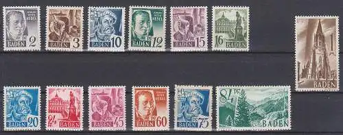 BADEN 1. Ausgabe kpl. Johann Peter Hebel, Schwarzwald-Tracht postfrisch, unused