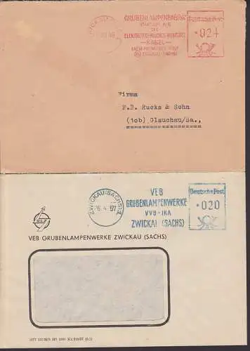 Zwickau Grubenlampenwerke AFS in rot und blau, versch. Eindrucke, Bergbau Montan